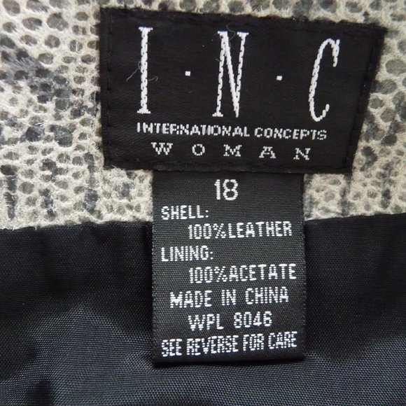 INC CONCEPTS women's knee length a line snake embossed grey leather skirt 18 - Picture 4 of 4